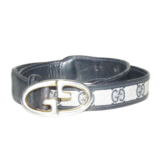 Gucci Navy Guccissima Leather Belt w a Two-tone GG Buckle - Picture 2 of 16